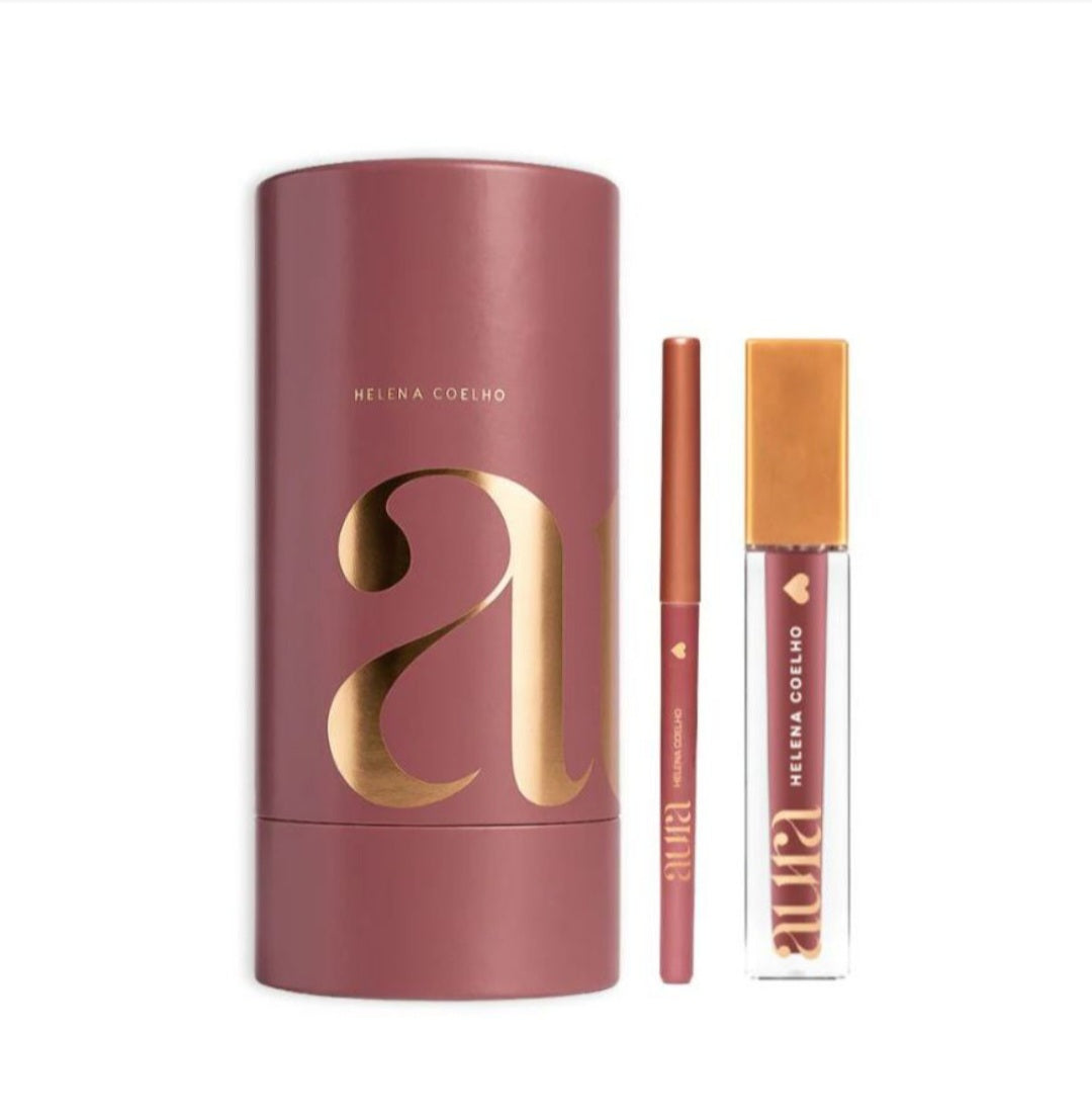 Coffret Aura Rouge à lèvres liquide Truffle et Crayon à lèvres Truffle