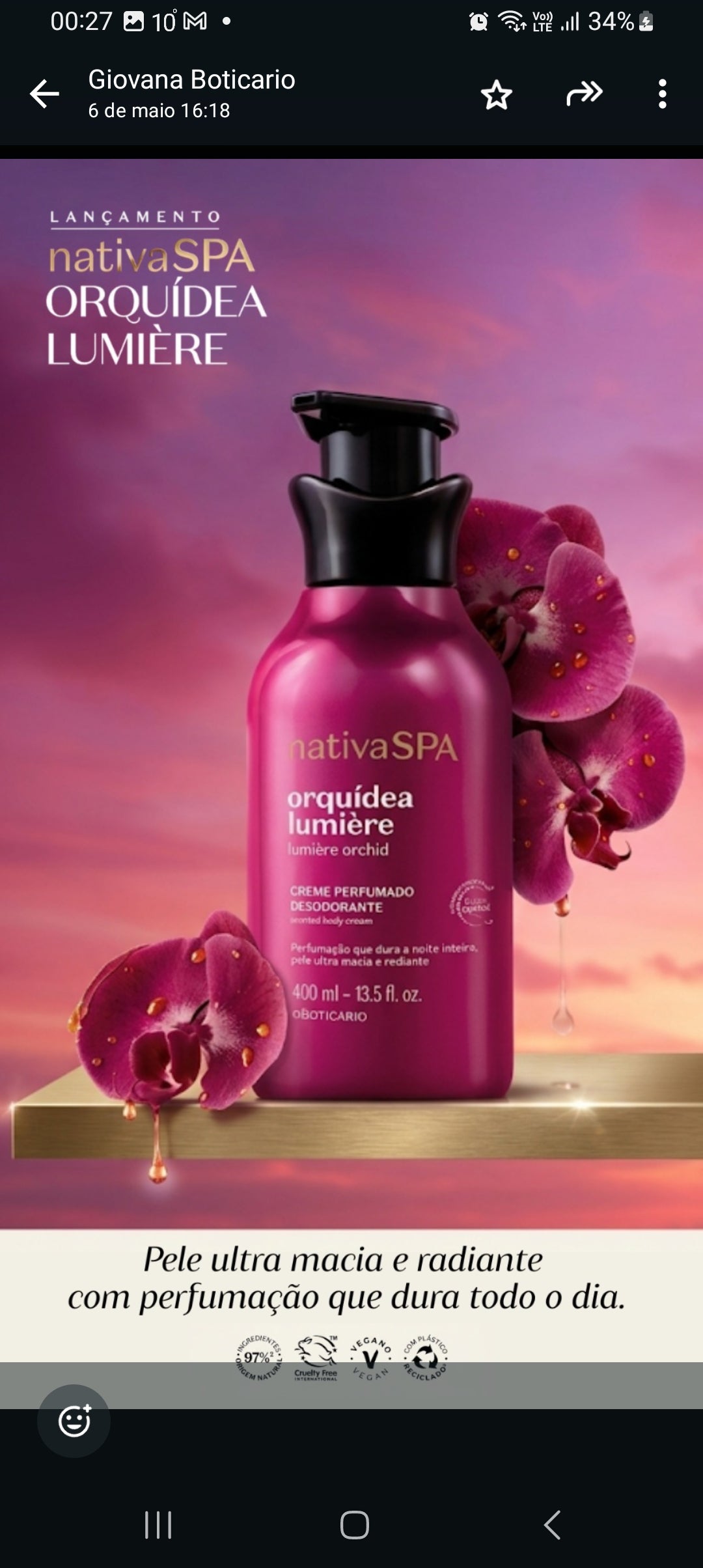 Crème Hydratante Corps Nativa SPA Vanille de Madagascar